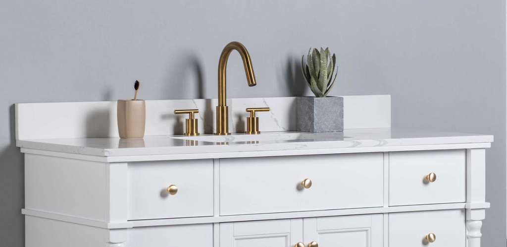 RUBEZA KREMM 3 Hole Basin Mixer Tap - B Brushed Gold