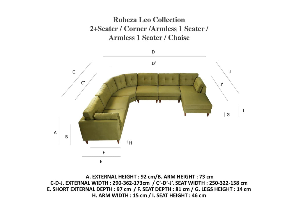 Leo 2+Seater/Corner/Armless 1 Seater/Armless 1 Seater/Chaise - Daisy White All Over