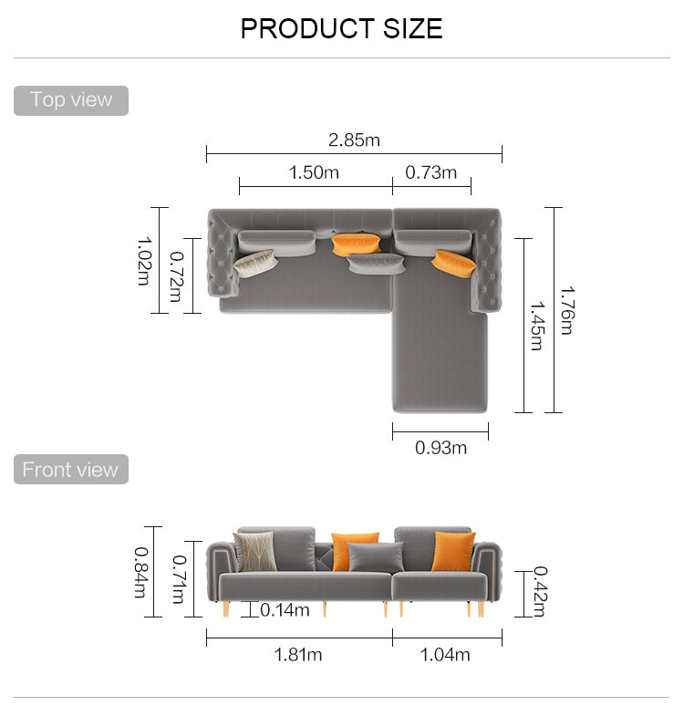 Rubeza Sofia Left Hand Facing Corner Sofa - Medium Grey