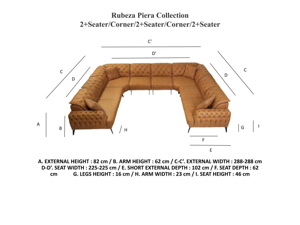 Rubeza Piera 2+Seater/Corner/Armless 1 Seater/Armless 1 Seater/ Corner/2+Seater - Tan