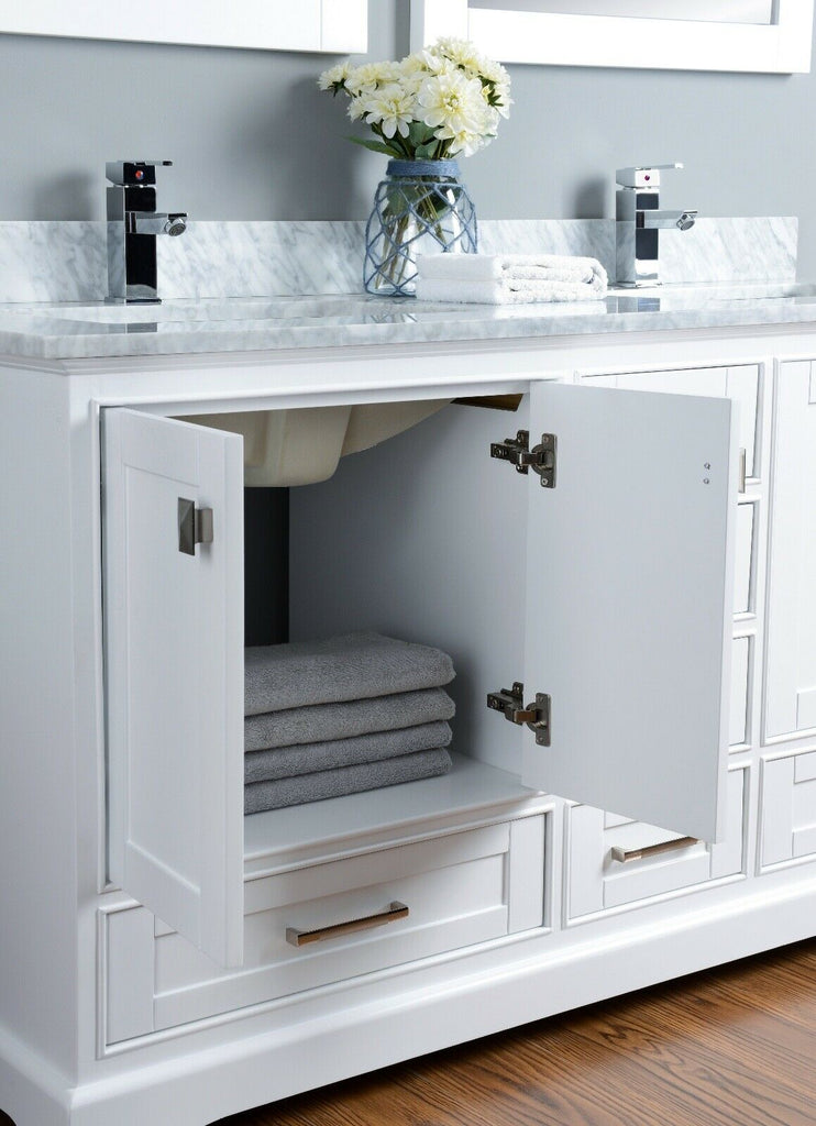 Rubeza 1500mm Charleston Vanity Unit with Carrara Marble Top - White & Chrome