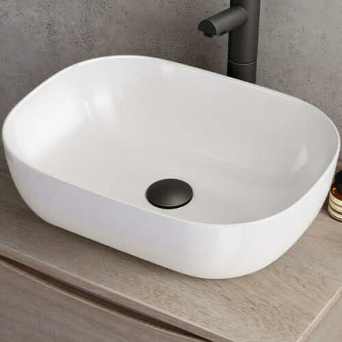 Black Basin Sink Waste Plug Full Cover UnSlotted Click Clack Pop Up Push Button - BWB02