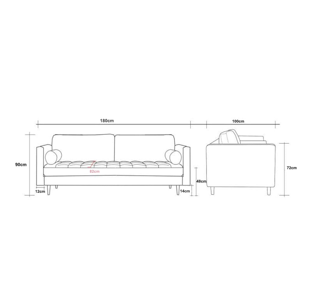 Rubeza Scott 2 Seater Sofa - Iron Grey