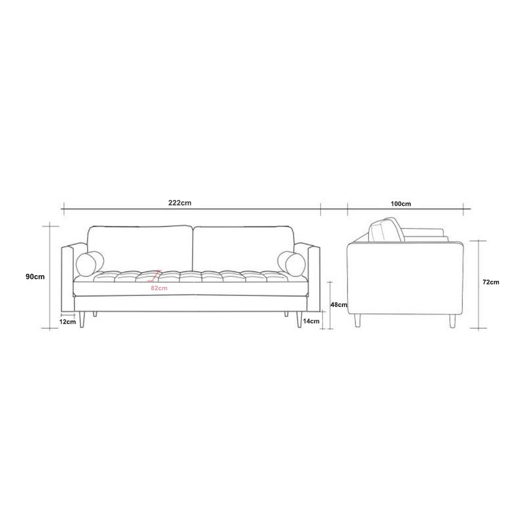 Rubeza Scott 3 Seater Sofa - Iron Grey