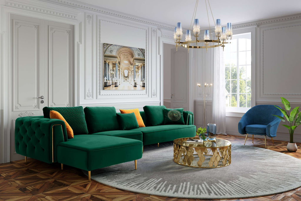 Rubeza Sofia Left Hand Facing Big Corner Sofa - Emerald Green
