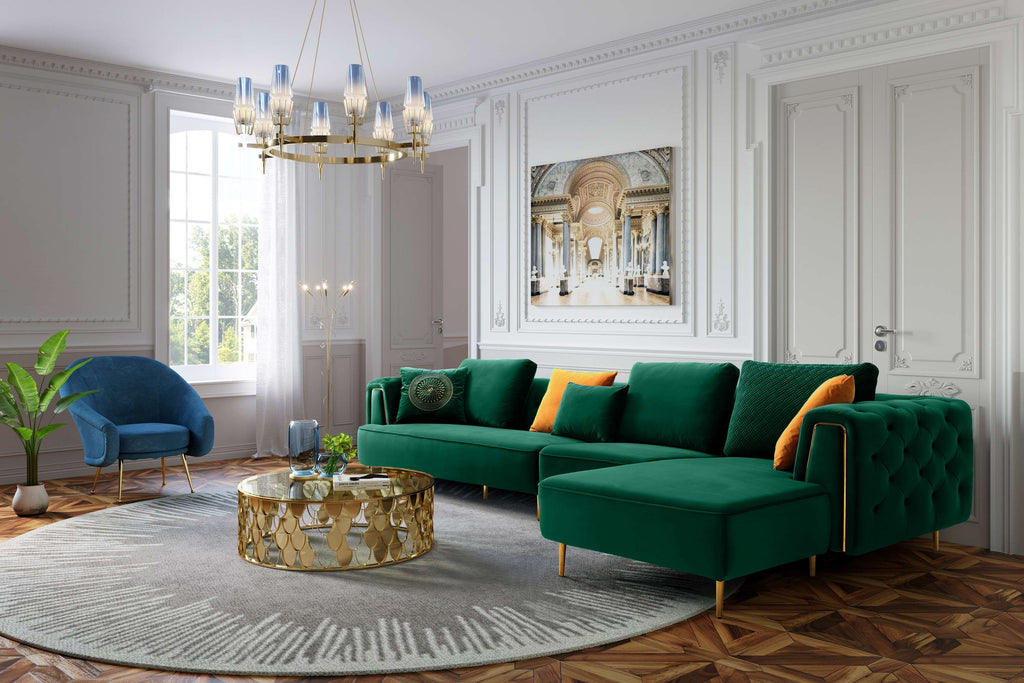 Rubeza Sofia Right Hand Facing Big Corner Sofa - Emerald Green