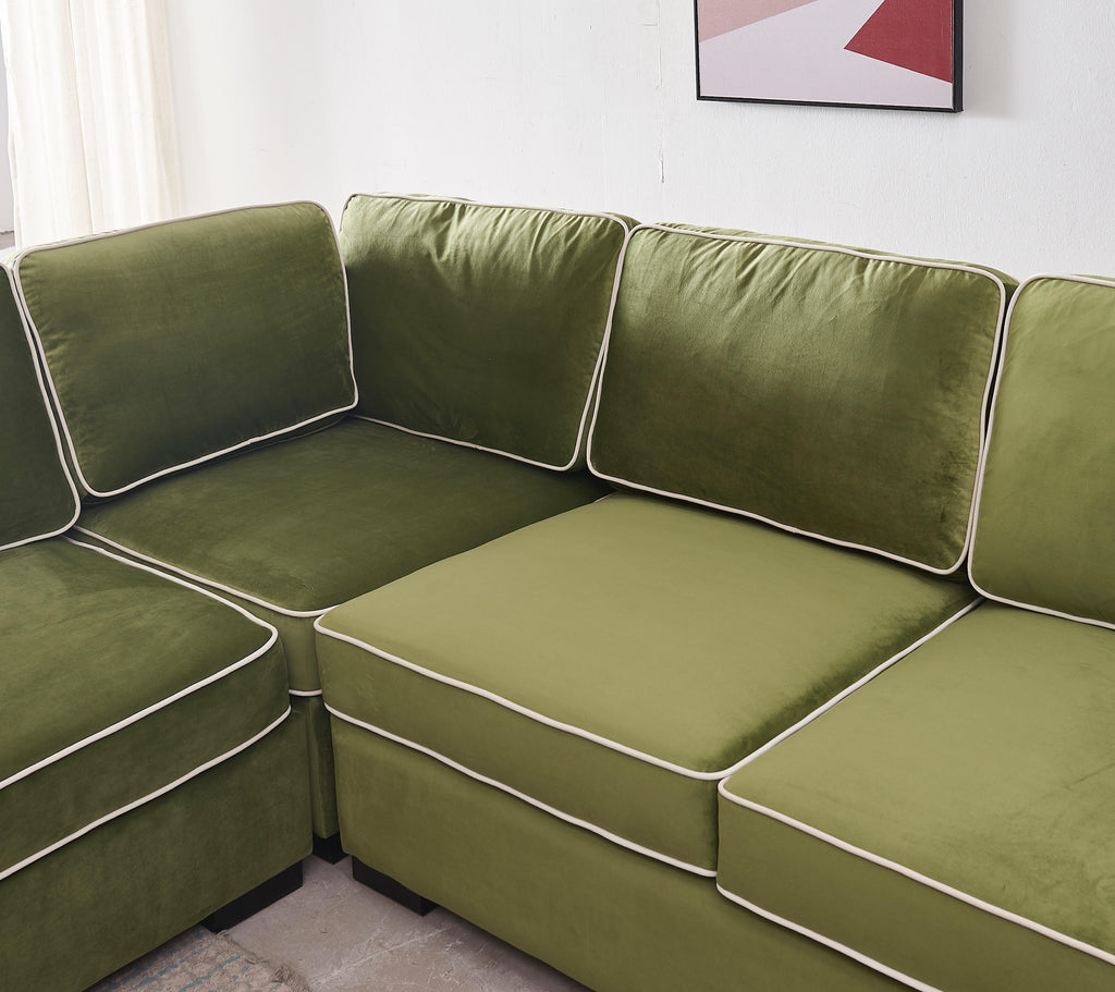 Rubeza Brora 5 Seater Right Hand Facing Corner Sofa - Grass Green