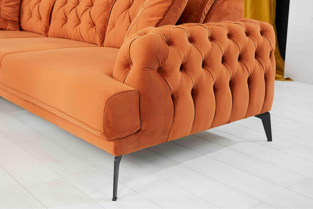 Rubeza Piera Right Hand Facing Corner Sofa - Burnt Orange