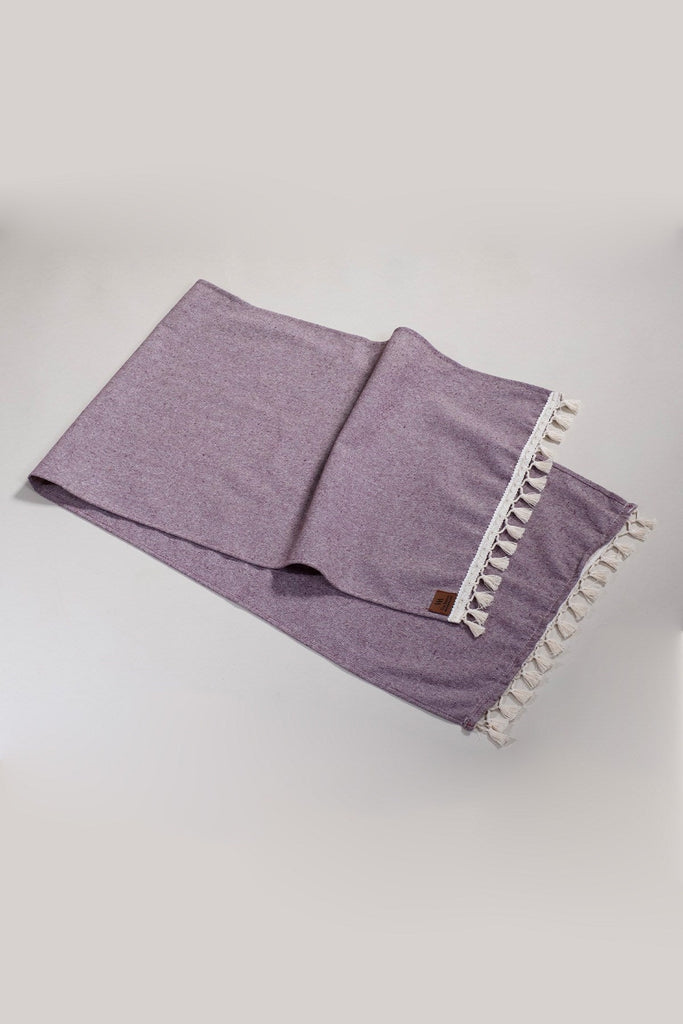 Bobble Cotton Table Runner - Claret Red
