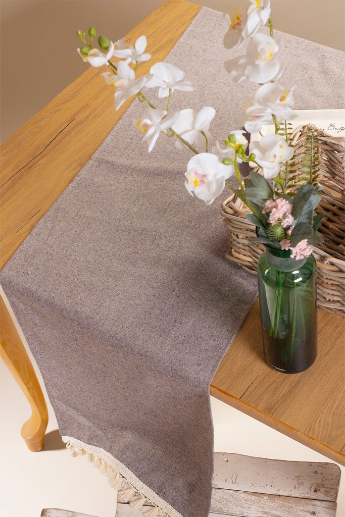 Bobble Cotton Table Runner - Claret Red