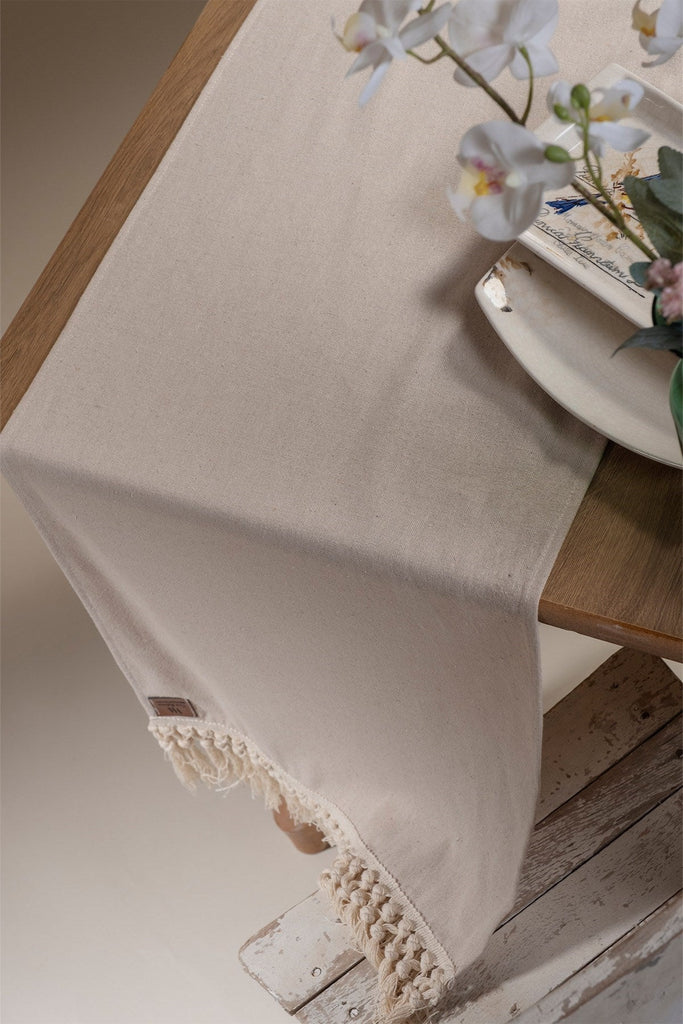 Ecru Fringed Table Runner