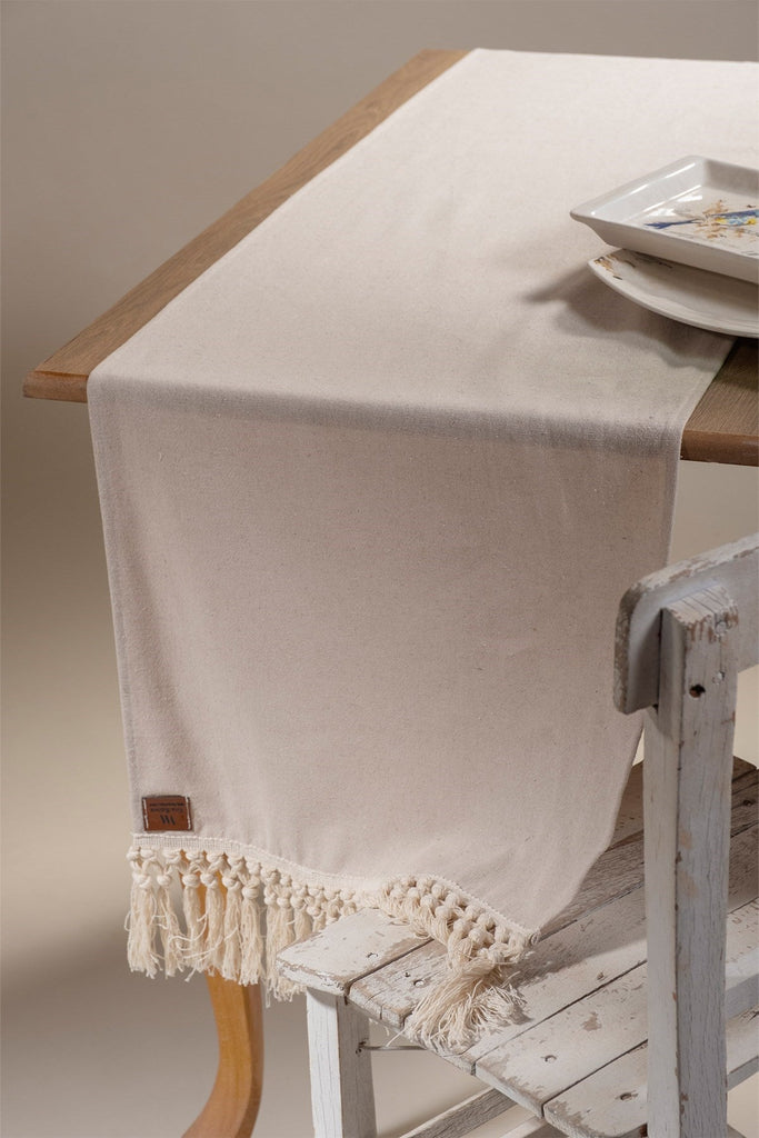 Ecru Fringed Table Runner