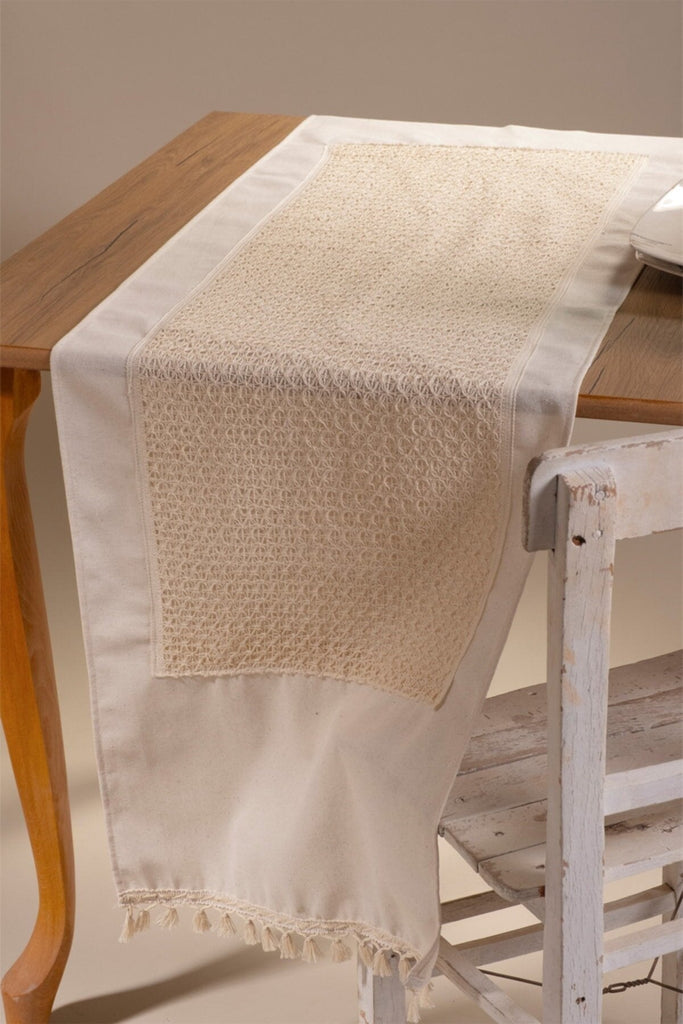 Lace Tasseled Linen Table Runner